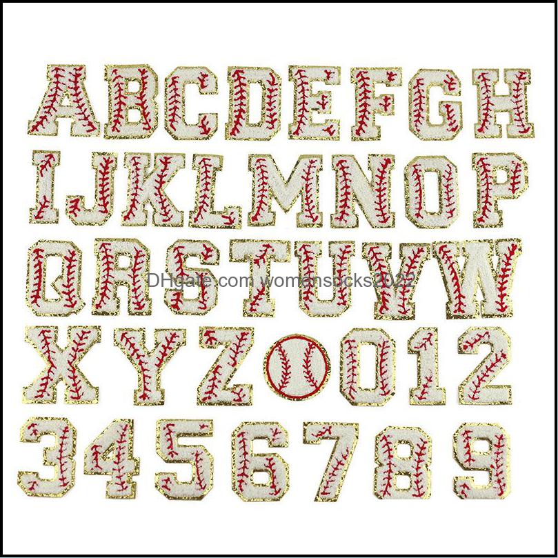 

Sewing Notions Tools Apparel A-Z Softball Letter Iron On Glitter Towel Embroidery Patches Alphabet Applique For Diy Clothing Hats Garment