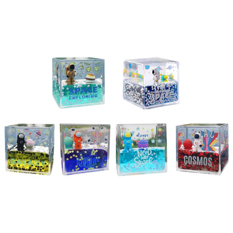 

Interior Decorations Mysterious Spaceman Astronaut Square Quicksand Office Study Room Ornaments Relieve Stress Dynamic Confetti Flash GiftsI