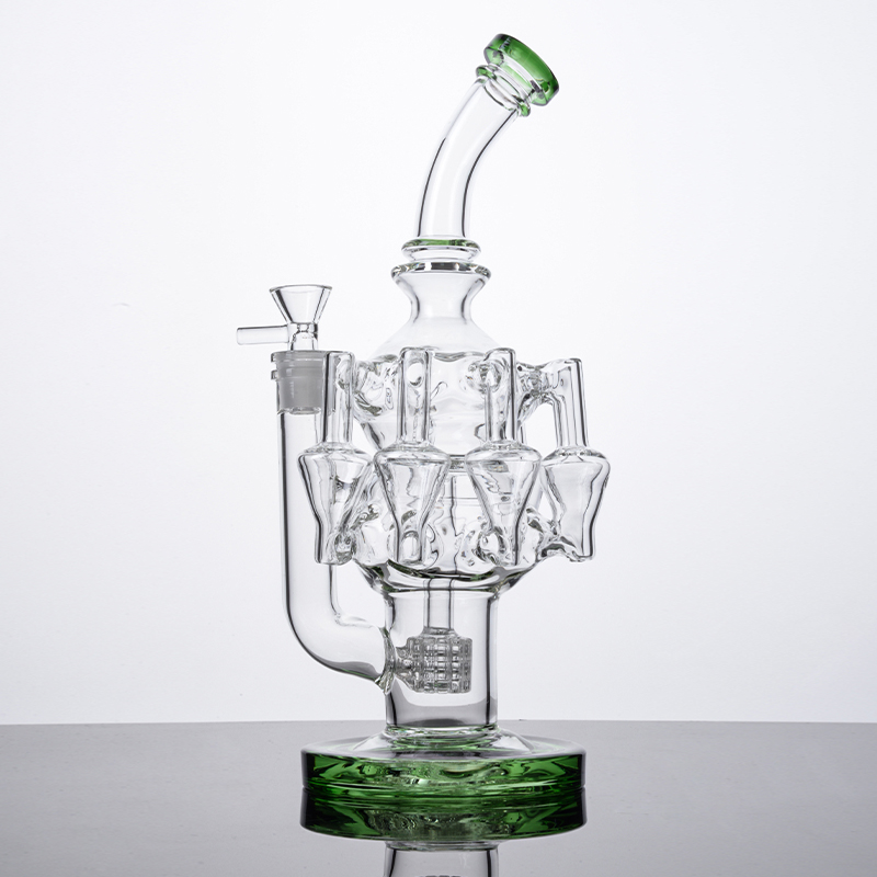 

In Stock Matrix Perc Recycler Hookahs Unique Octopus Arms With 14mm Joint Style Glass Bong Bongs Oil Rigs Water Pipes Dab Rig Green Blue Amber Colors With Bowl