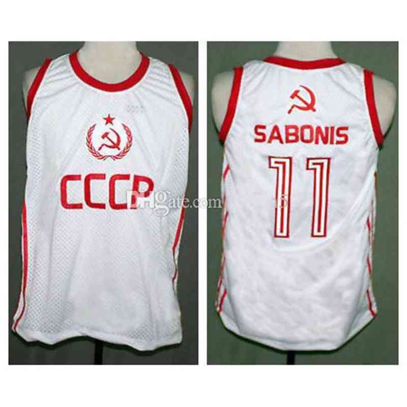 

Arvydas Sabonis Soviet Union CCCP #11 Retro Classic Basketball Jersey Mens Stitched Custom Number and name Jerseys, White
