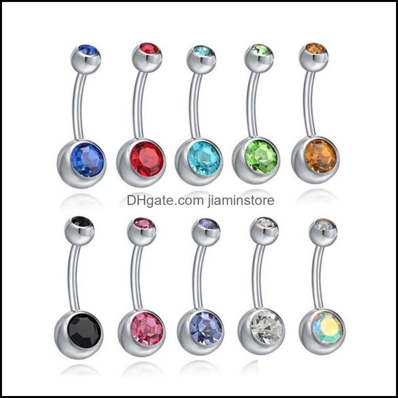 

Navel Bell Button Rings Body Jewelry Stainless Steel Belly Crystal Hypoallergenic Piercing Bars Jewlery For Womens Bikini Fashion D1 93 Dr