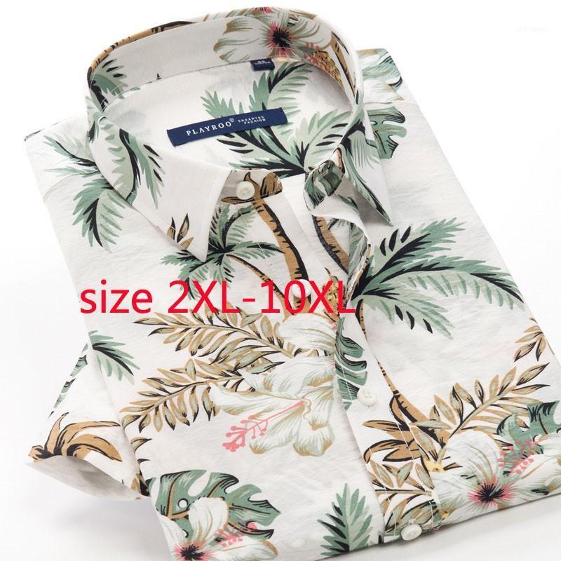 

Arrival Super Large Flower Short Sleeve Men Cotton Breathable Comfortable Oversize Summer Casual Shirts Plus Size 2XL-10XL Men's, 852013