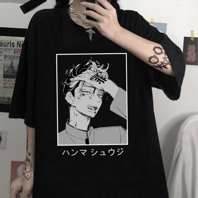 

Men's T-Shirts Harajuku Tokyo Revengers Street Style Cool Hanma Shuji Summer Oversize T-shirt Clothes, Black