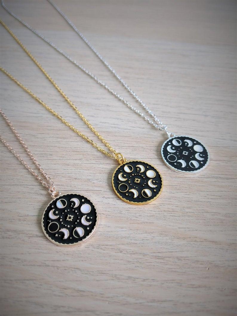 

Pendant Necklaces Moon Phase Necklace Jewellery Rose Gold R Crescent Astrology Divination Jewelry Witch Magic Cute GiftPendant