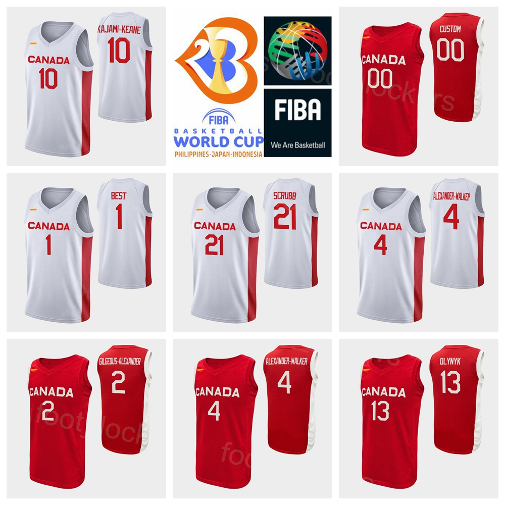 

Screen Print World Cup 2023 FIBA Basketball Jersey Canada Shirt Shai Gilgeous-alexander 2 Andrew Wiggins 22 3 Kassius Robertson 11 Kenny Fred Chery 33 Kyle Wiltjer, Red