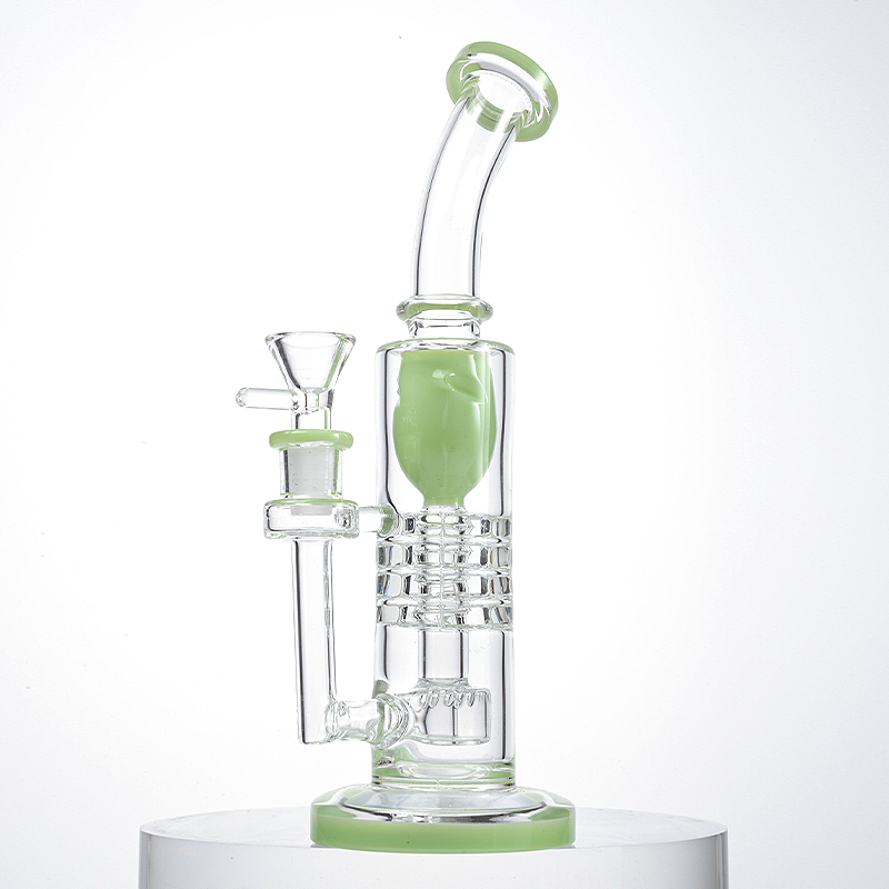 

14mm Female Joint Torus Hookahs Thick Glass With Ratchet Barrel Oil Rig Inverted Showerhead Perc Percolator Dab Rigs Bongs With Bowl YQ02