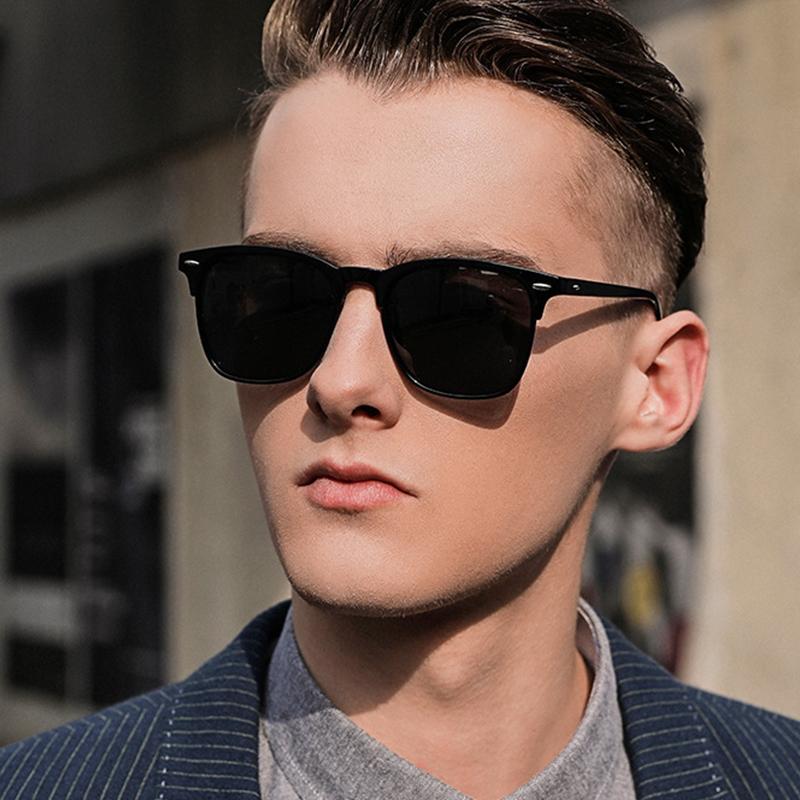 

Sunglasses Classic Retro Black Polarized For Men 2022 Rivet Mirror Square Sun Glasses Male Summer Anti Glare Driving