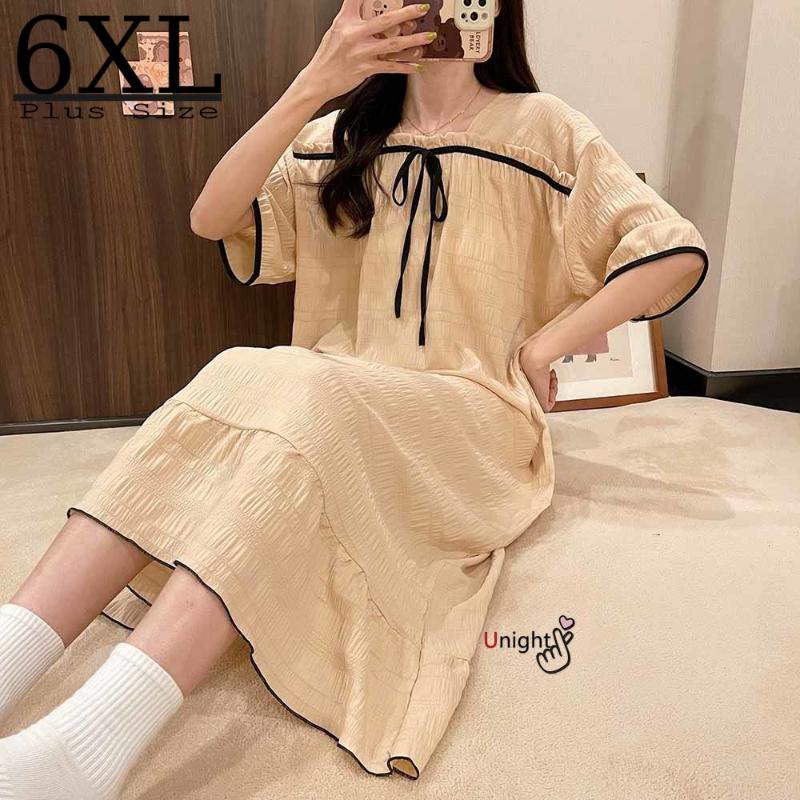 

Women's Sleepwear Summer Women 6XL Solid Nightgowns Cotton Plus Oversized Nightdress PJS Home Nightshirts Wear PajamasWomen's, Size