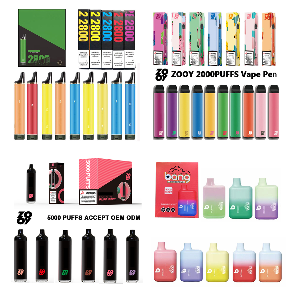 

100% Original disposable e cigarettes puffs flex 2800 puffs bang vape pen BC5000 zooy 2000 5000 puffbars with rechargeable battery 5% prefilled vaper desechable