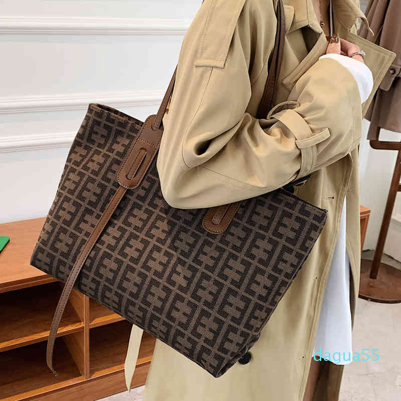 

foreign style one shoulder bag fall and winter versatile commuter Tote Bag, Coffee