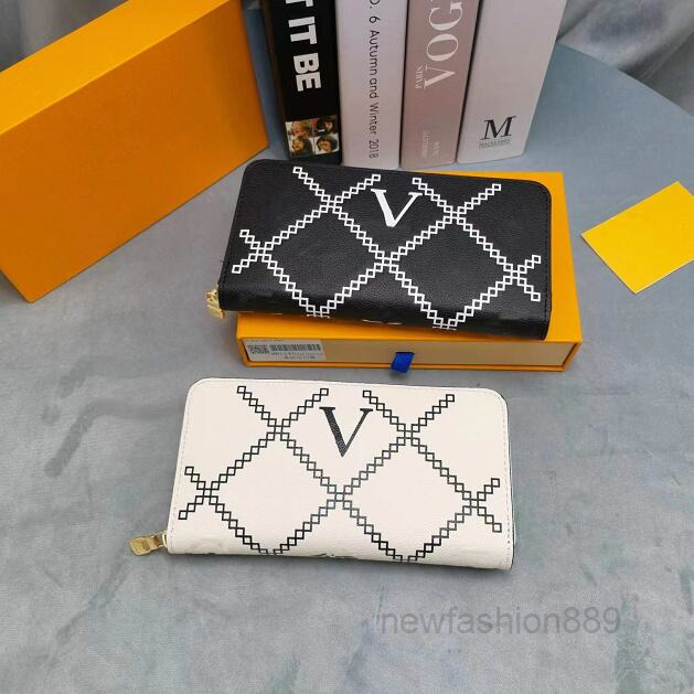 

Wallets Designers Black Flowers Embossing Wallets Purses Mens Classic Long Credit Business Clutch Card ID Holders Lichee Pattern Coin Purse dh 2022 top quality