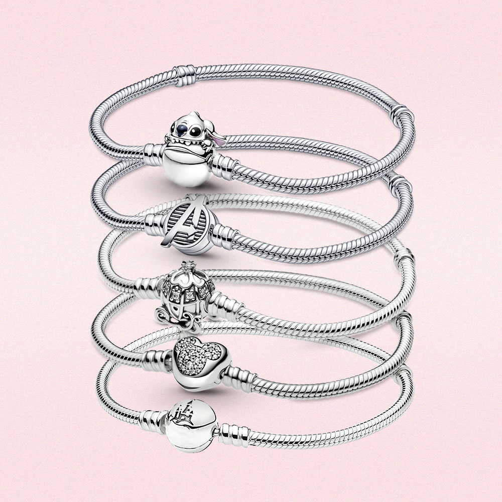 Bracelets de créateurs 925 Bracelets en argent pour femmes bijoux bricolage Perles charmes étincelantes de souris de souris fermoir de la chaîne
