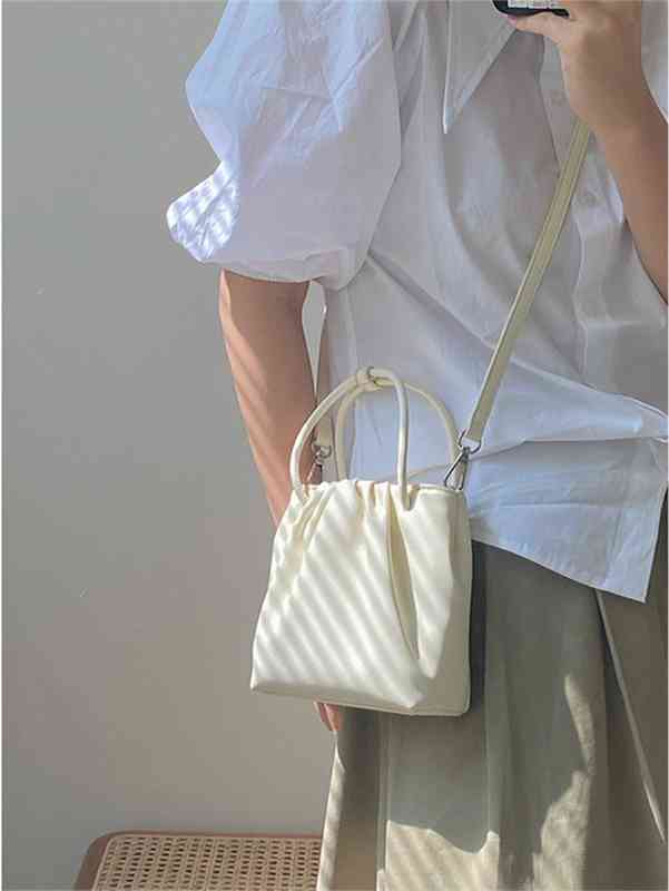 

Luxury Bag Fashion Dinner Brand Designer Shoulder Handbag Minimalist Ruched Superior Quality Genuine Shopping Wal, White