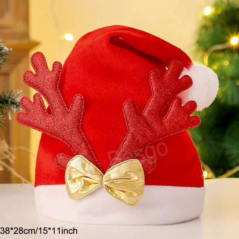 

Plush Christmas Antlers Hat Red Santa Claus Deer Horn Caps Xmas Party Cosplay Hats Cartoon Christmas Decor Cap Festival Gift BH7105 TYJ