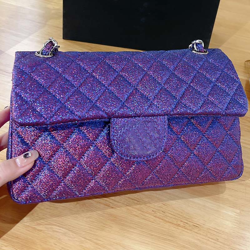 

Womens Luxury Designer Shoulder Bag Wallet Classic Flap Solid Color Calf Leather Fashion Casual Versatile Multifunctional Crossbody Bag Coin Purse Handbag 25cm, Purple