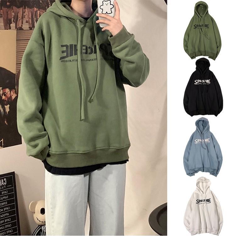 

Men's Sweaters Men Pullover Hoodies Oversized Sweatshirt Korean Sweater Fashion Loose Printed Long Sleeve Plus VelvetMen's, Blue