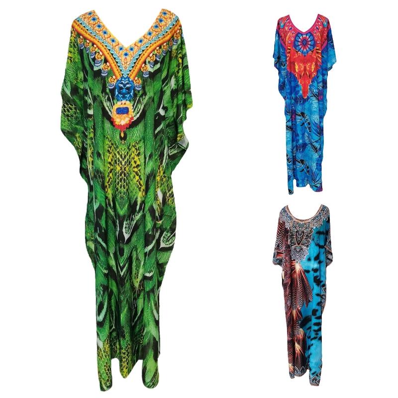 

Women's Swimwear Style Women Kaftan Dress Beachwear Bikini Cover Up Comfort Nightdress Universal SizeWomen's, Green