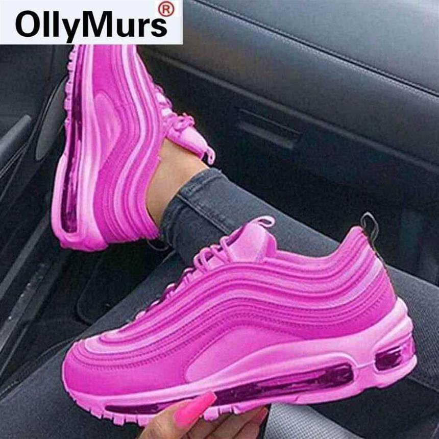 

Ollymurs 2021 Women's Shoes Outdoor Solid Color Sneakers for Woman Summer Fashion Comfortable Lace Up Zapato Plus Size 43 Fem214Y, Rosy red
