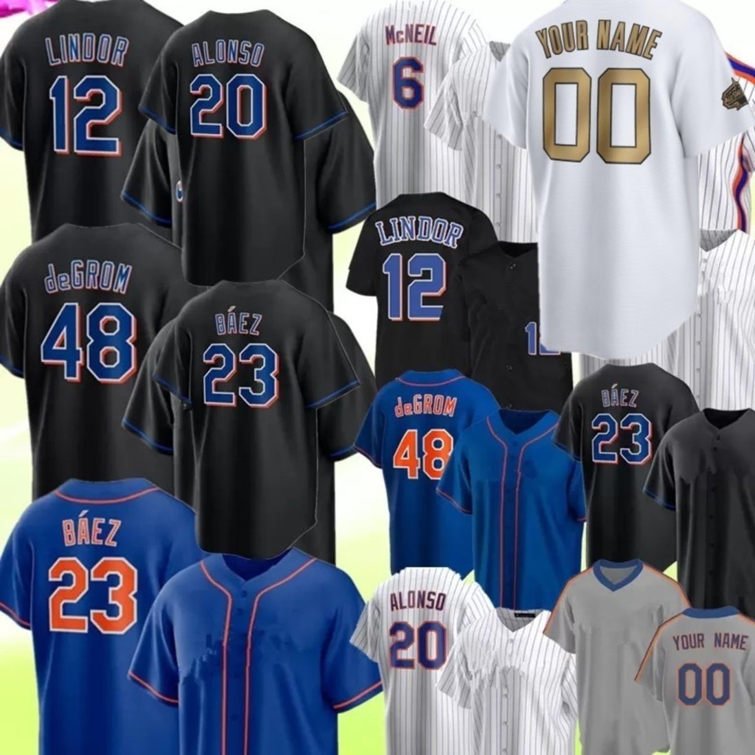 

20 Pete Alonso Mets 2022 All Star Jersey Starling Marte Jacob deGrom Max Scherzer Wilson Ramos Steven Matz Albert Almora Jr Robinson Cano Jeff McNeil Francisco Lindor, Men