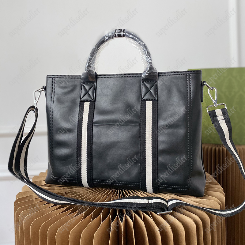 

Men Shoulder Bag Top Quality Briefcases Fashion Crossbody Luxury Designer Totes Bag Leather Hand Strap Large Capacity Handbag Office Document Wallet Purse Classic, Black