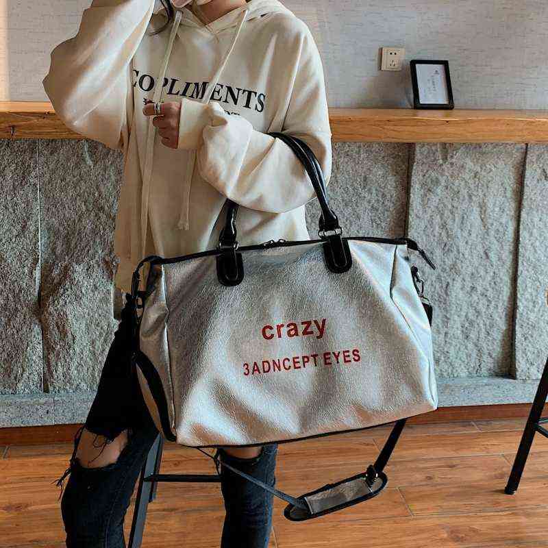 

Duffel Bags Printed Yoga Sports Pu Leather Charming Fitness Sling Travel Bag with Shoe Compartment Wear Base 220614, Black m