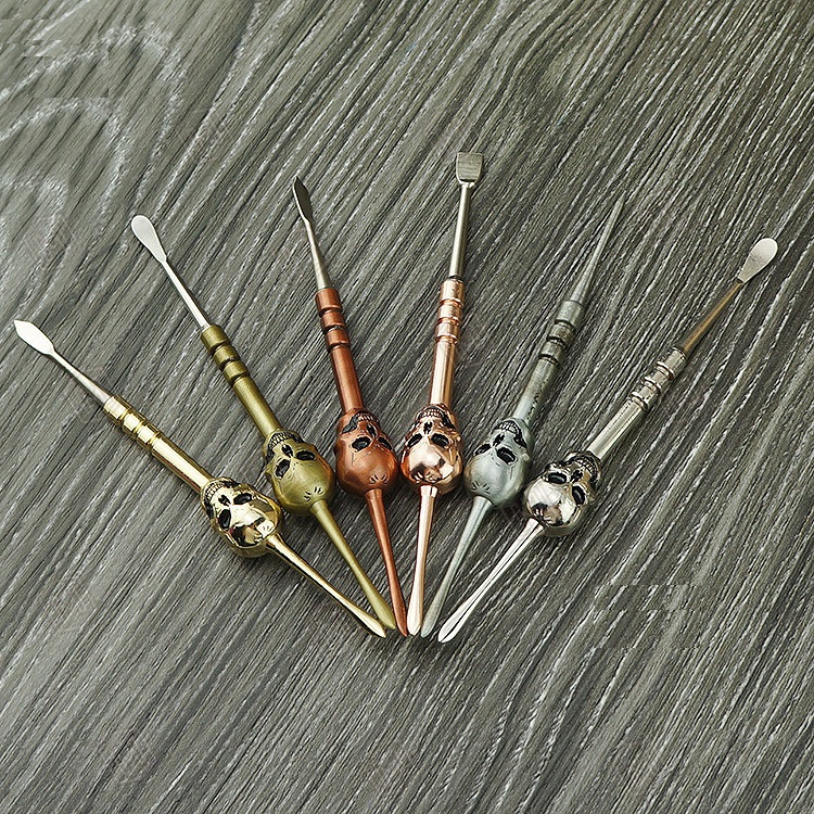 

10pcs 120mm Skull Dab wax tool smoking accessories Stainless steel Non stick Dabbing Slick butane oil metal Dabber Carver Tools for smoke