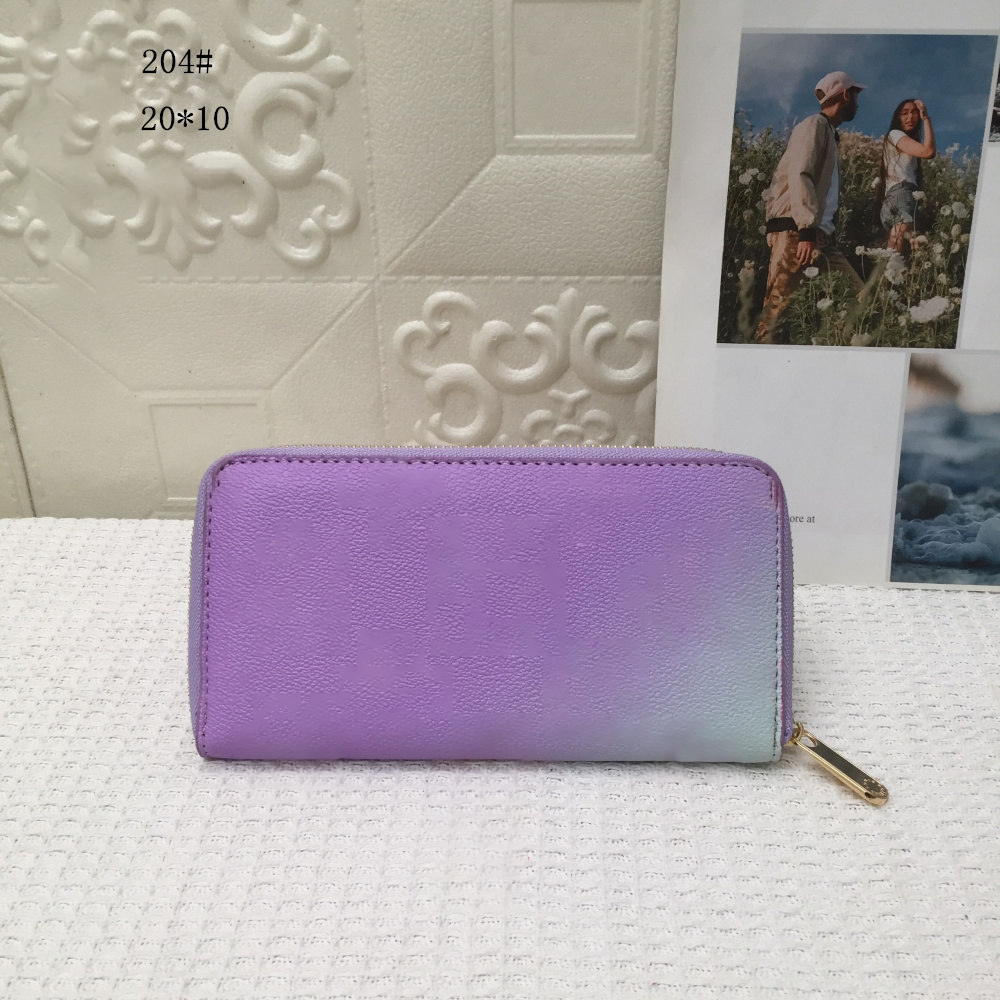 

brand designer women gradient color long wallets luxury wristlet bag purse passport ID credit card holder artificial cowhide clutch short wallet 20a4, No box