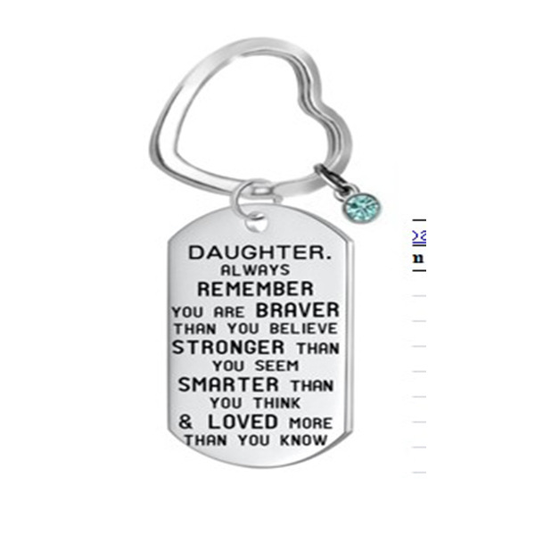 

Stainless Steel Military Brand Necklace Heart DAUGHTER Keychain Pendant Zodiac Stone Dog Brand Jewelry