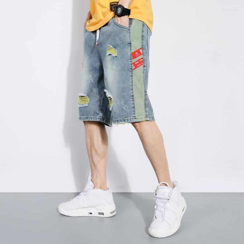 

Jeans Shorts Men Ripped For Straight Male High Quality Denim Pants Streetwear Loose Fashion Casual Trousers Men's Bert22, Blue