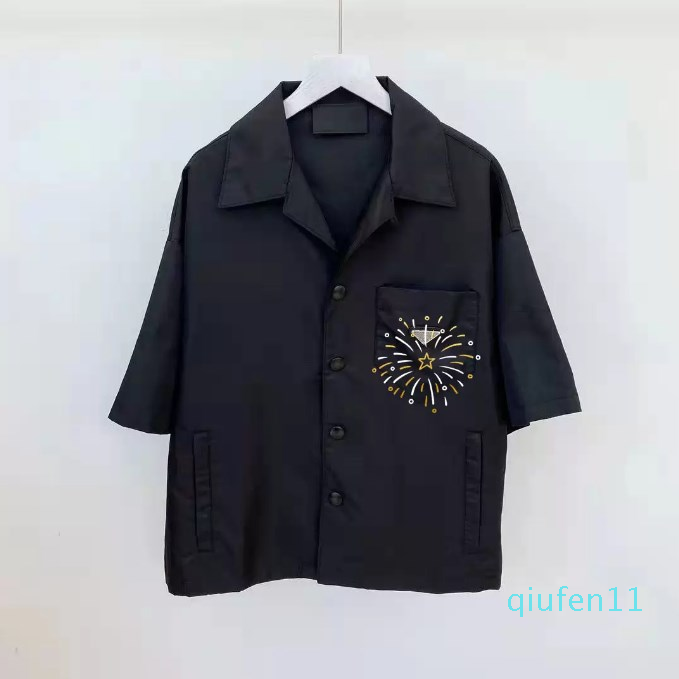 

2022-new re nylon short sleeved shirt men dress and women' fashion short sleeve T-shirt Black Classic Shirt Size m-4xl