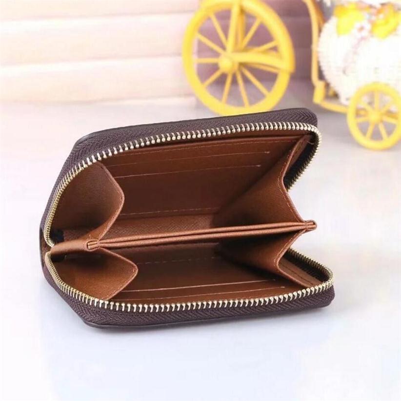 

Designers Wallets Men Women Card Holders Clutch Wallet Luxury Single Zip Pocket Wallet 4 colors Fashion Leather coin purse3007, Brown flower