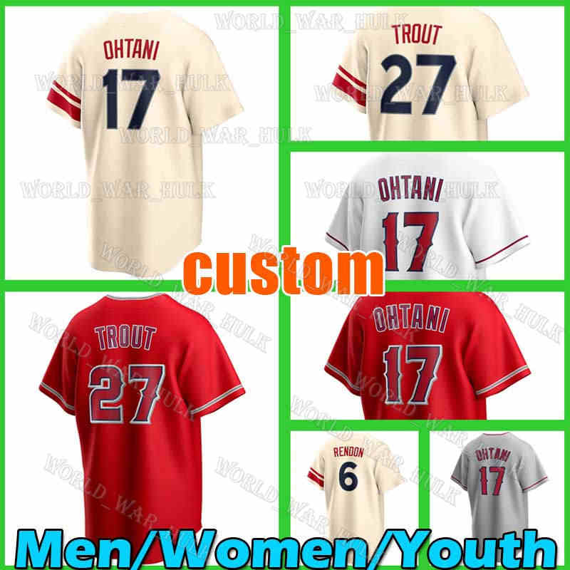 

17 Shohei Ohtani Baseball Jersey 27 Mike Trout Anthony Rendon Los Angeles''Angels''David Fletcher Brandon Marsh 16 Max Stassi Jared Walsh Jo Adell City Connect, Men custom cool base(t s)
