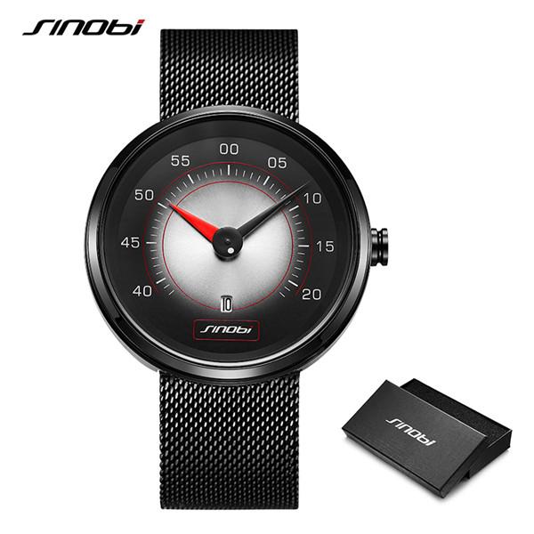 

SINOBI Men Watch Man Car Dashboard Creative Watches Fashion Speed Sports Drive Calendar Men Stainless Steel Quartz Wristwatches, Color 1