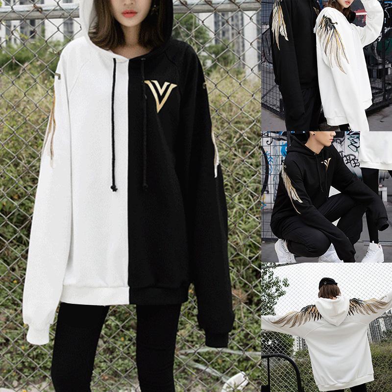 

Women' Hoodies & Sweatshirts Couple Gradient Color Sweatshirt Hip-hop Loose Hooded Casual Pullover Hoodie For Men Women AIC88, Black