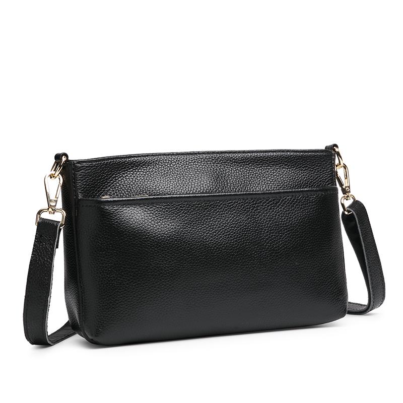 

Evening Bags Fashion High Quality Cowhide Leather Zipper Bag Decoration Solid Color Women Borse Da Donna Purse And HandbagsEvening, Black