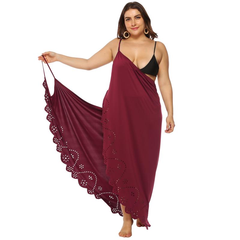 

Plus Size Dresses Sheer Sleeveless -4XL Sexy Slip Woman Split Backless Summer Beach Dress For Women Travel Vacation ClothesPlus, Burgundy