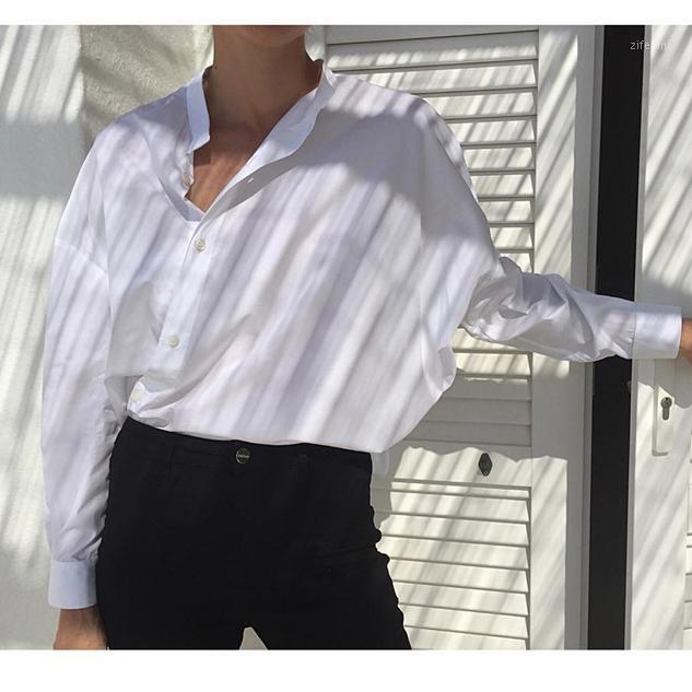 

Spring/Summer 2022 Shirt Fashion Casual Solid Color Asymmetric Cardigan Long Sleeve Top Women's Blouses & Shirts, White