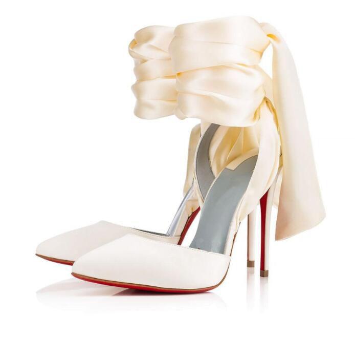Summer women's sandals high heels fashion nude cloth straps all-match outdoor wedding party shoes red soles shoes