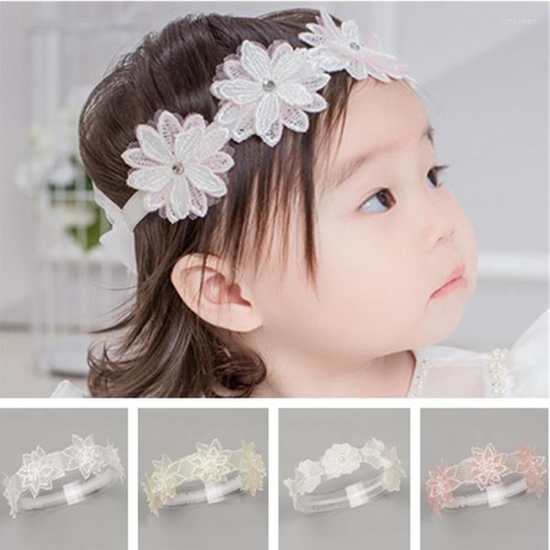

Hair Accessories 10pcs/lot Kids Bow Lace Flower Headband Girls Imitation Pearls Hairband Born Elastic Band