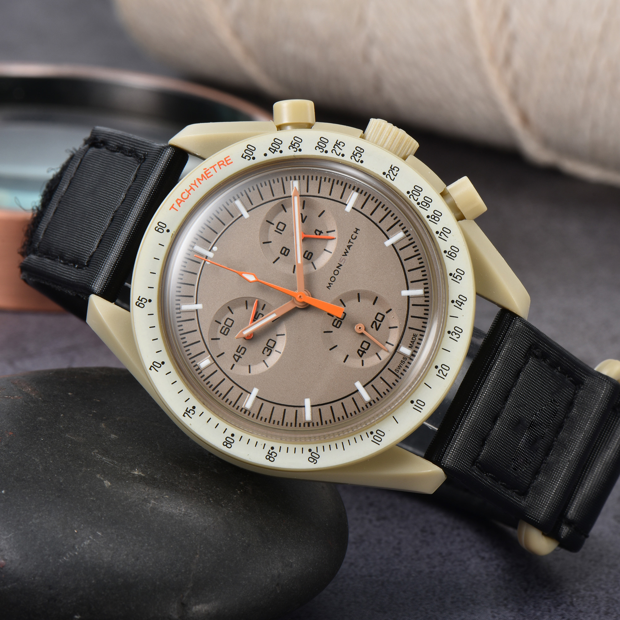 

Fashion mens watch quartz movement chronograph moonswatch mission to Jupiter watches all dial work luminous stopwatch acrylic case waterproof montre de luxe