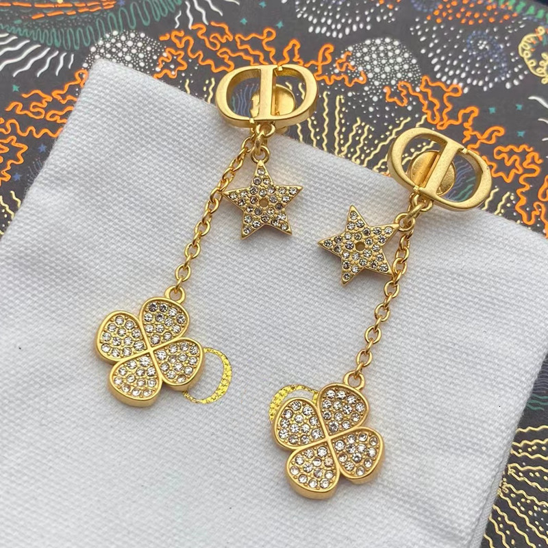 Dijia D's New Inlaid Rhintone Tassel Earrings Women's Fashion Versatile Necklace High Version 925 Sier Needle