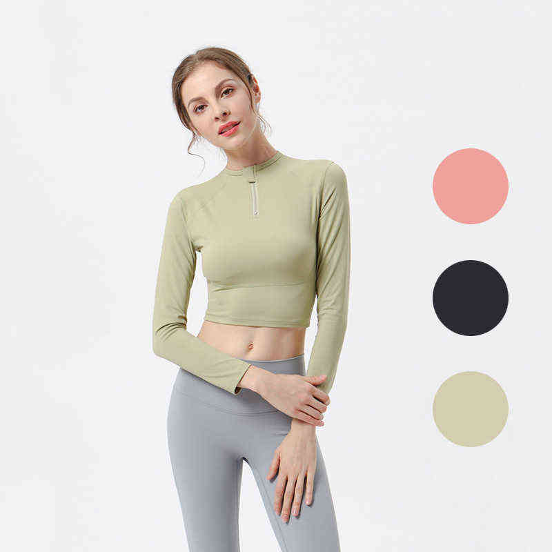 

Women' Yoga Fitness Half Zip Stand Collar Quick Drying Tight Back Elastic Long Sleeved Shirt, Red