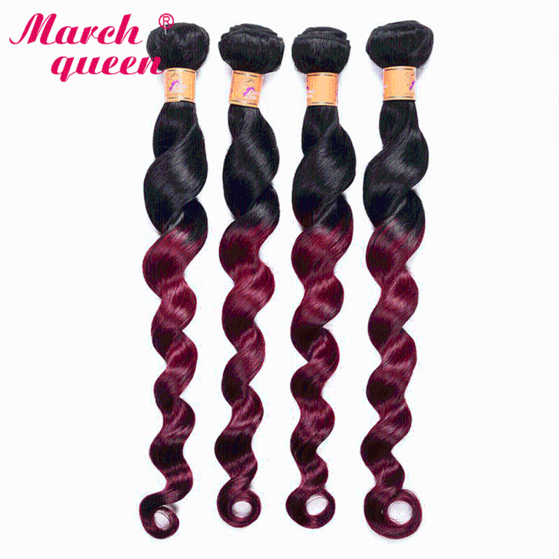 

Human Hair Bulks Marchqueen Loose Wave 1b/99j Two Tone Pre-Colored Bundles 100% Remy Extensions HairHuman BulksHuman