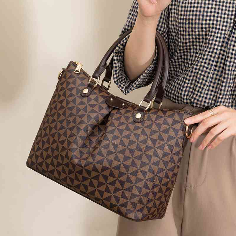 

Luxury Brand Handbags WomenBags Large Capacity Shoulder Underarm Tote Fashion Presbyopia Vintage Bag Printing, White
