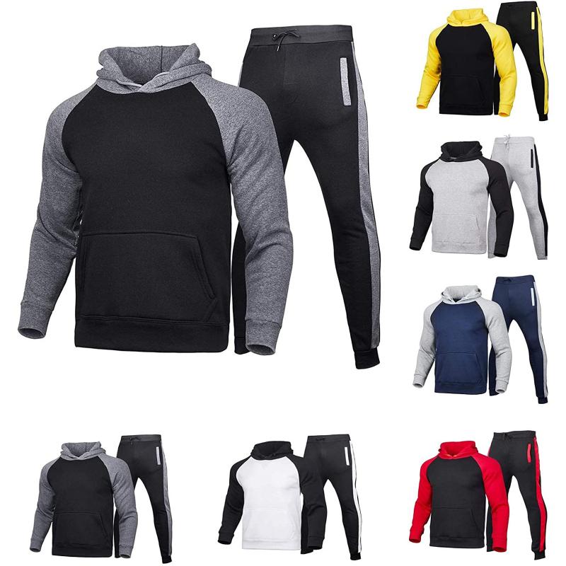 

Men's Tracksuits Men's Jogging Suit Sports Hoodie Set Two-Piece Jacket With Hood And Pockets Black Button Red Suits For MenMen's Men'sMe, Dark gray