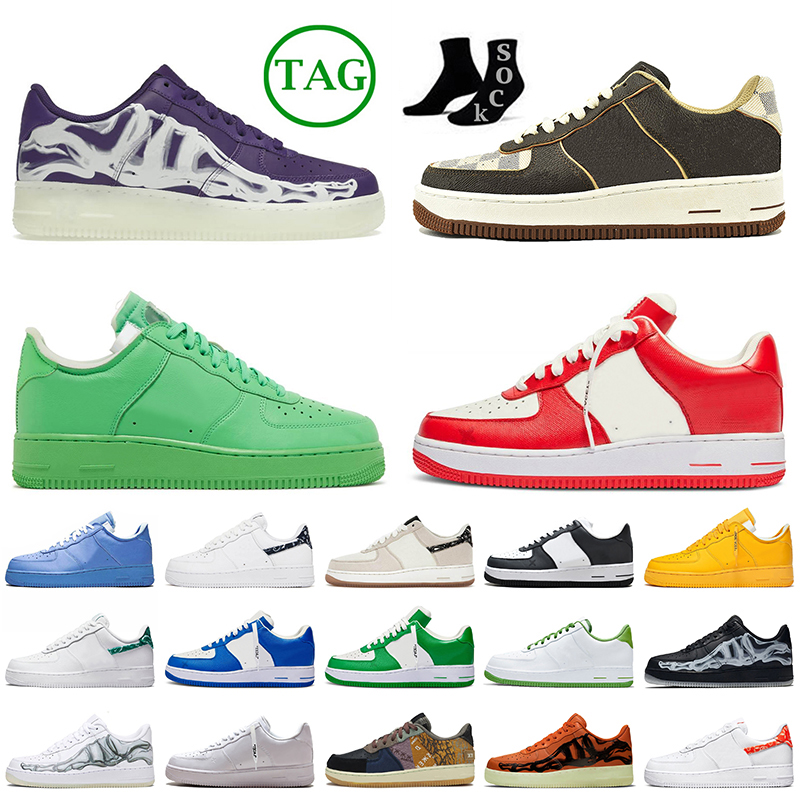

Shoes dunks Designer Purple Skeleton af1s Printing Brown Light Green Spark Comet Red airforces 1 Paisley black offs white platform sneakers, B40 paisley green 36-45