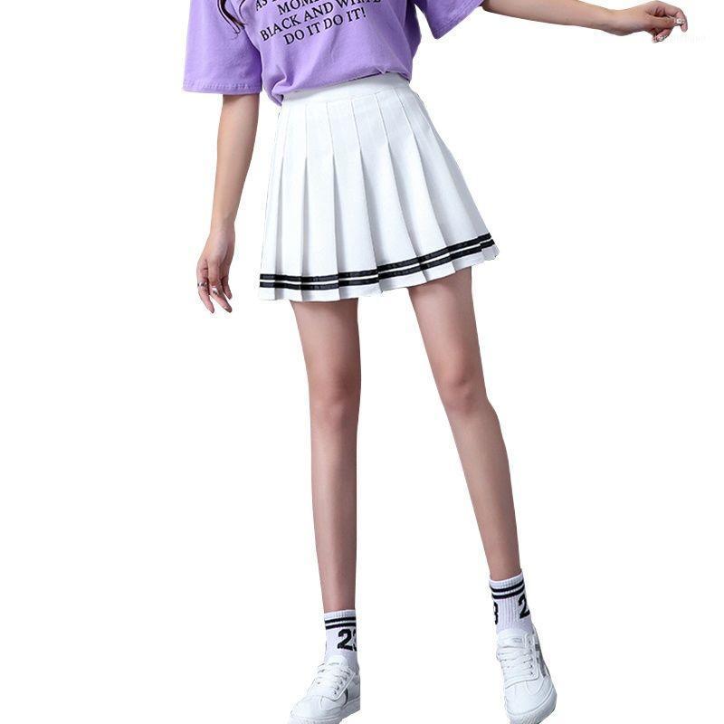 

Skirts High Waist Striped Pleated Mini Women Summer Harajuku Kawaii Stripe Skirt Schoolgirl Streetwear, Black