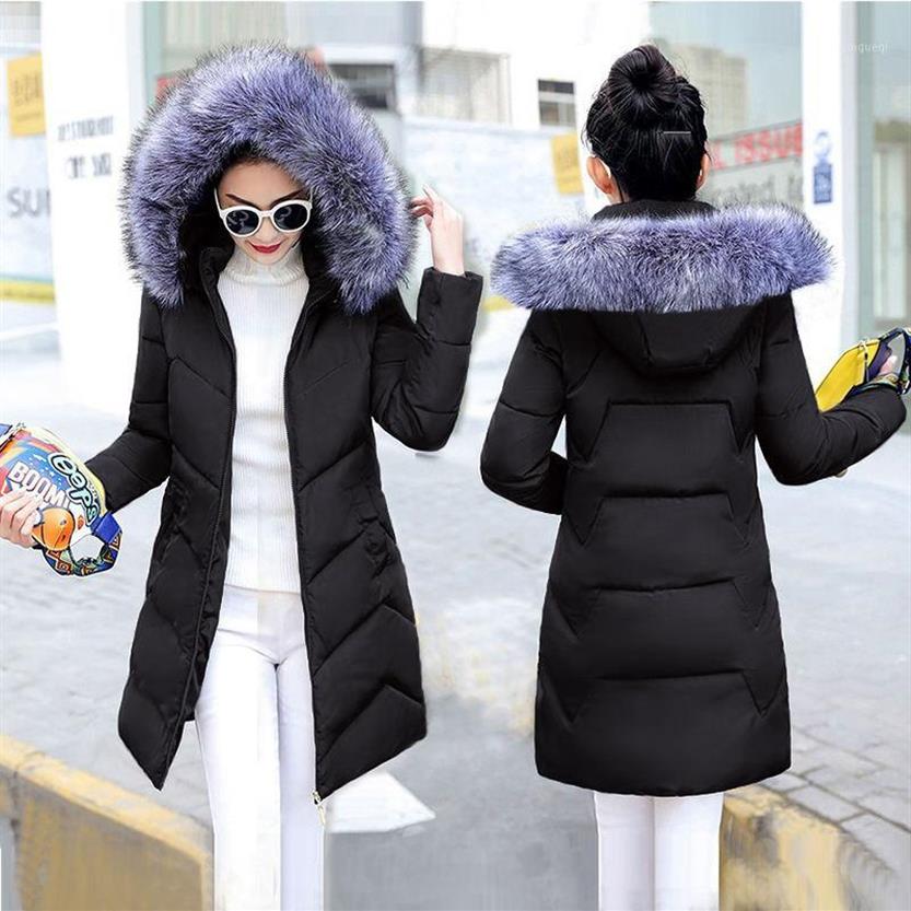 

Women's Down & Parkas Plus Size 6XL 7XL Middle Aged Winter Jacket Women Hooded Fur Collar Parka Long Womens Cotton Coat Warm 2706, Dark blue