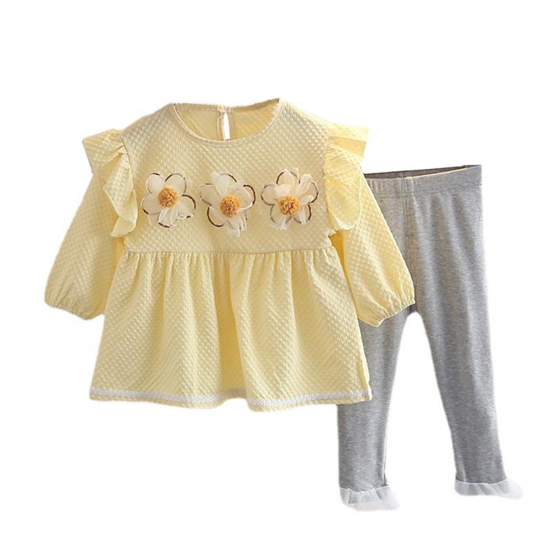 

Clothing Sets Spring Autumn Baby Clothes Suit Children Girls Fashion Cotton Dress Pants 2Pcs/Sets Toddler Casual Costume Kids Sportswear, White
