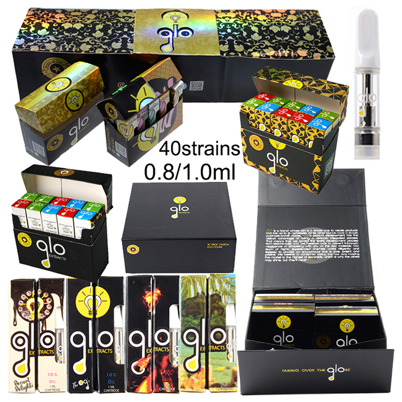 

GLO Extracts Master Edition Vape Cartridges Newest Packaging Atomizers Holographic 0.8ml 1.0ml Carts Ceramic Coil Empty Vapes Pens Cartridge Thick Oil Vaporizer